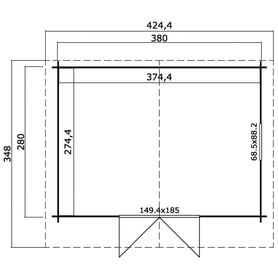 Blockbohlenhaus Donau 380x280cm 28 mm Lagerware NEU + OVP in Zwoenitz