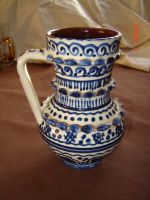 Vase Vintage Krug weiß blau Keramik glasiert unbestoßen 13cm hoch Bayern - Seefeld Vorschau