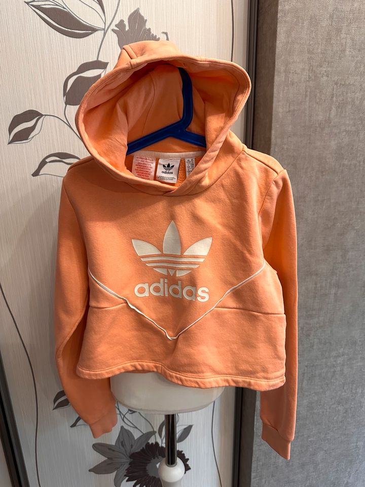 ADIDAS cooles Sweatshirt ORANGE Hoodie in 140 in Hennef (Sieg)