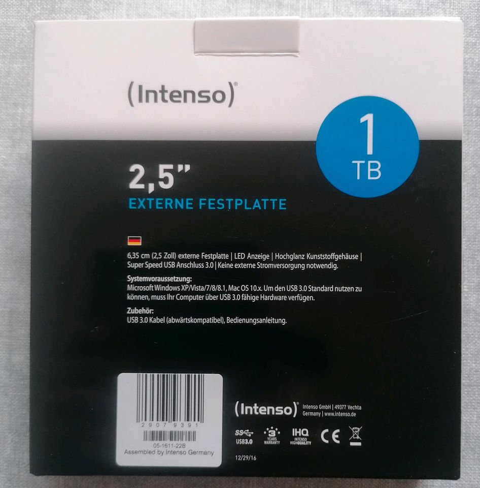 Intenso 1TB Festplatte USB 3.0 in Wohratal