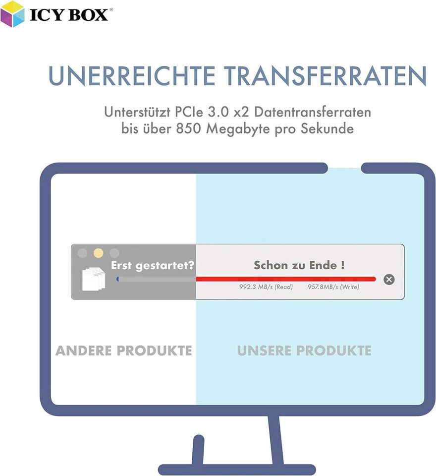 ICY BOX SSD M.2 NVMe Gehäuse, USB 3.1 (Gen2, 10 Gbit/s), Lüfter in Stuttgart