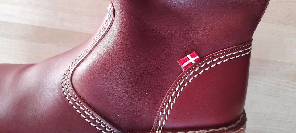 Duckfeet Winterstiefel Vejle Lederstiefel Wolle Bordo rot in Drolshagen