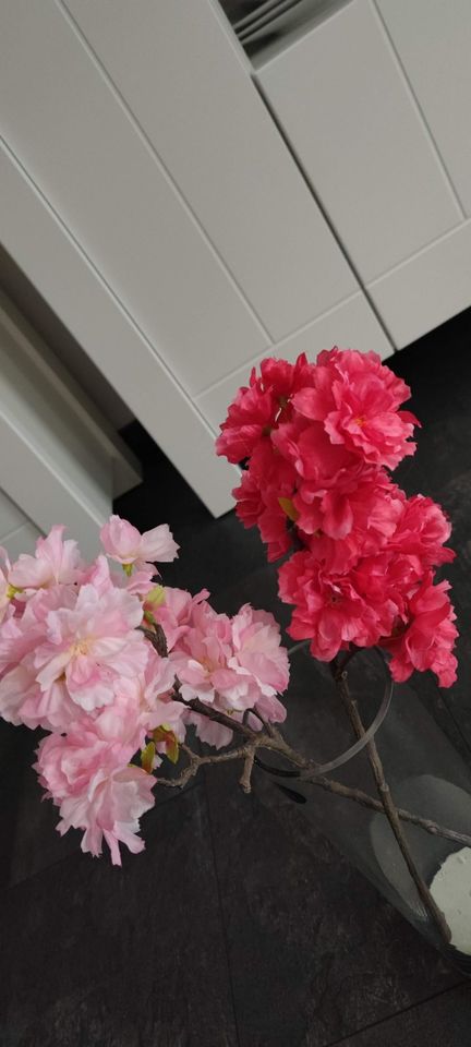 Kunstzweig Kirschblüte wie Neu ca. 43 cm rosa - rot 2 Stück in Rheine