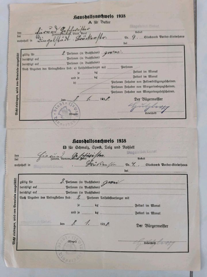 Versicherungsschein 1913 und weitere alte Akten original in Silberhausen