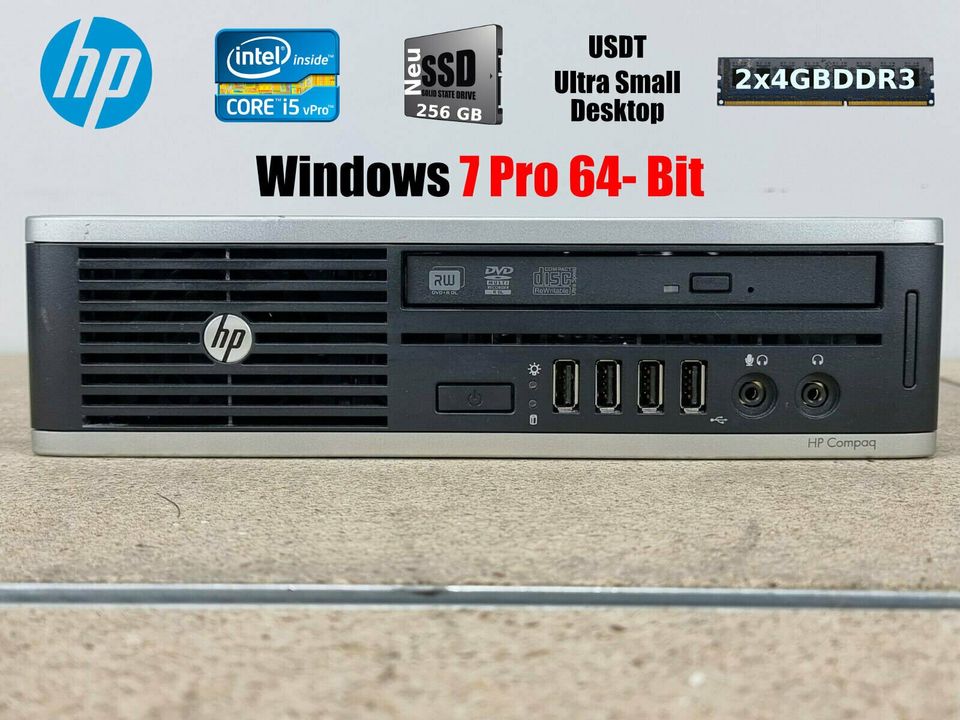 HP 8300 USDT MINI Windows 7 PC Computer i5 3470S 4x2,90GHz 8GB in Fellbach