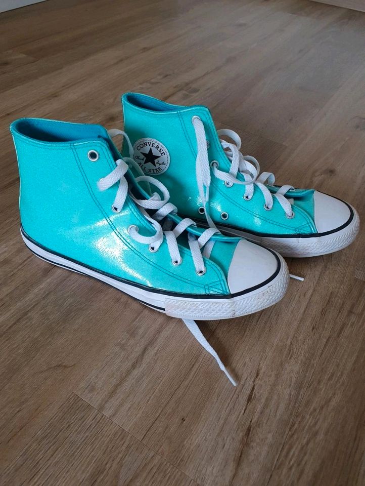 Converse Glitzer-Chucks Gr 38,5 türkis neuwertig in Karlsruhe