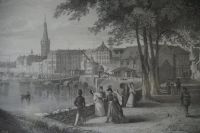 Düsseldorf Rheinufer Schlosstürmchen Kirche Lithographie Bild Nordrhein-Westfalen - Solingen Vorschau