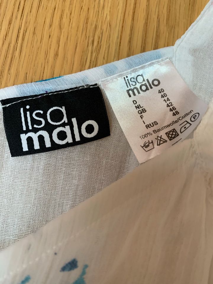 Lisa Malo Damen Kleid Weiß mit Blau Gr. L 40 in Dortmund