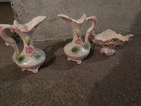 Deko Vasen Set 3-teilig rose Vintage Karaffe DDR Porzellan Kanne Brandenburg - Siewisch Vorschau