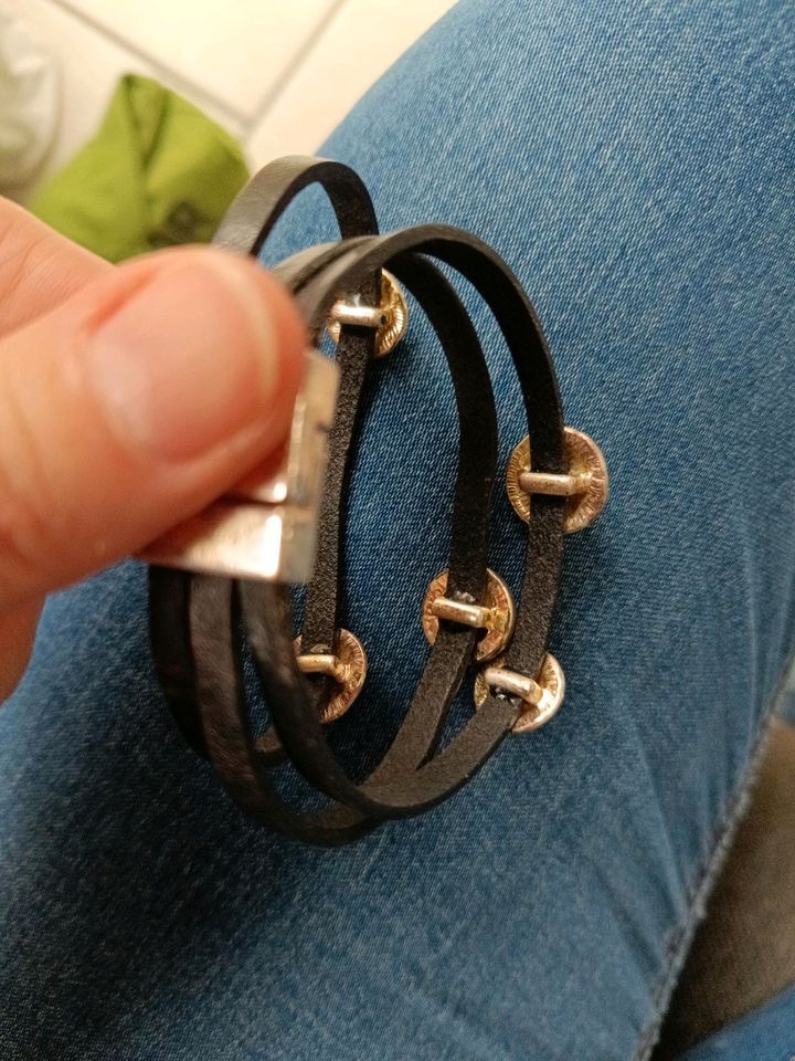 Armband ⭐Leder silber Anhänger Magnetverschluss in Hillesheim am Rhein