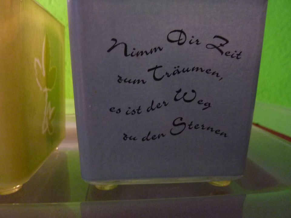 Glas Deko für Teelichter auf Glasteller, Pastellfarben in Oberhausen