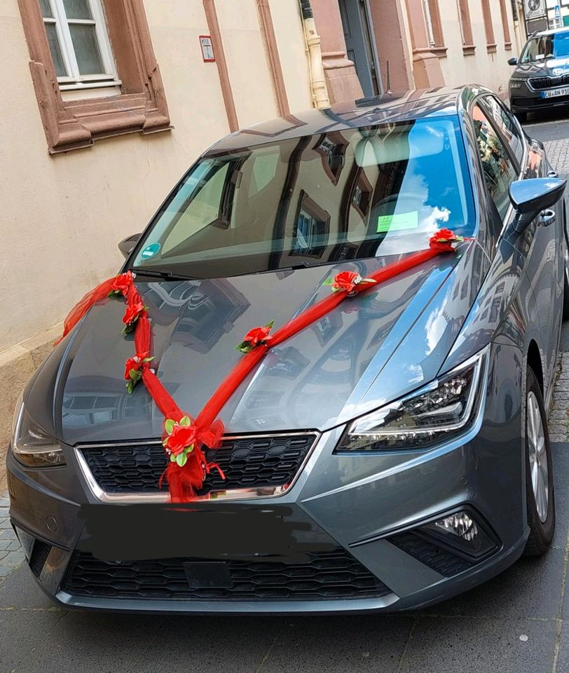 Autoschmuck für Hochzeiten rot dreiteilig in Böhl-Iggelheim