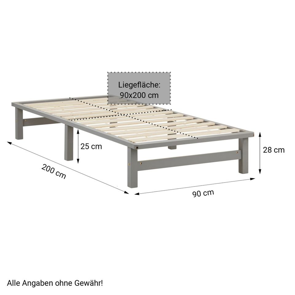 Bett Holzbett Futonbett Bettkasten Holz Grau 90x200 cm NEU 037-Fr in Frankfurt am Main