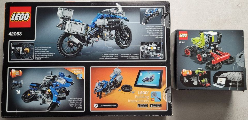 LEGO Technic 42063 - BMW R 1200 GS Adventure + 42102 Mini CLAAS in Schiffdorf