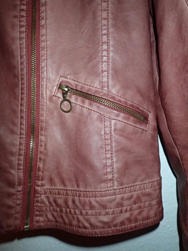 Lederjacke Kunstleder Multiblu Gr. 42 rot magenta in Kall