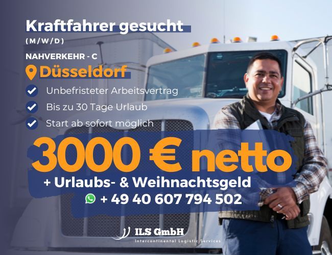 3000€ netto | LKW-Fahrer (m/w/d) | Vollzeit | zu sofort in Düsseldorf