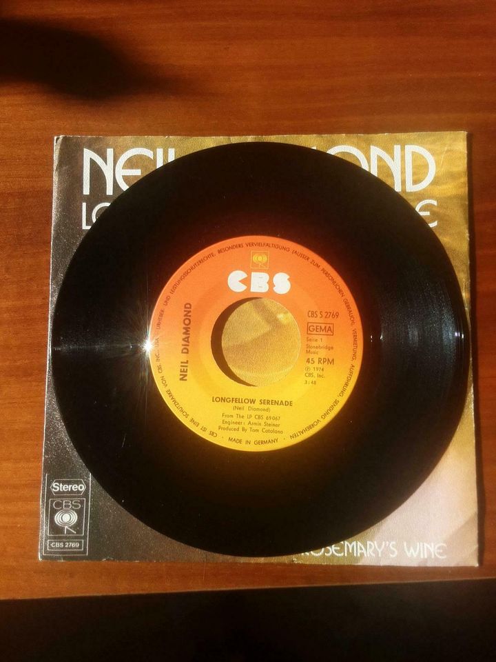 Neil Diamond: Longfellow Serenade / Rosemary's Wine 7" Single '74 in Pohlheim