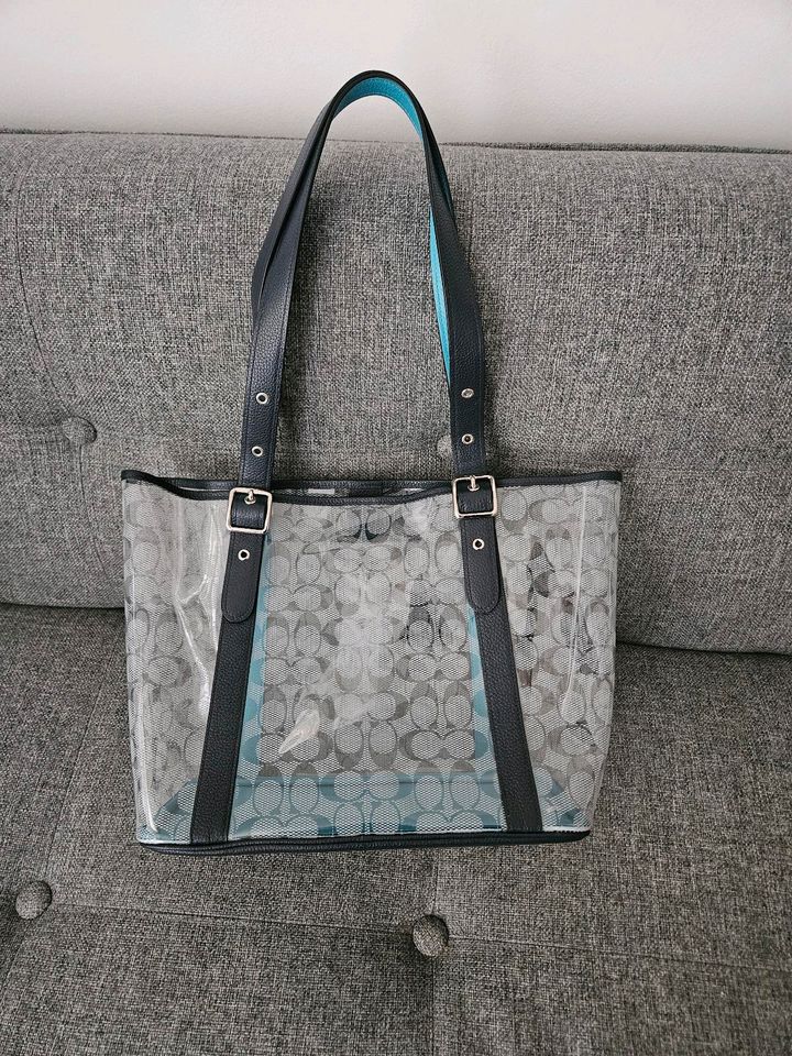 Coach Ferry Tote Transparenter Shopper Tasche Navy Blau in München