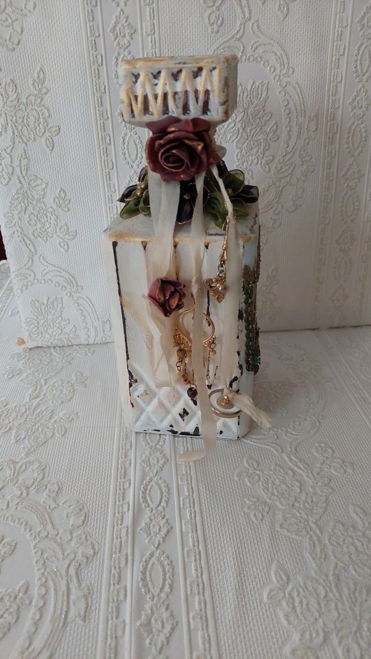 Shabby Chic Deko Flasche Karaffe grün Handarbeit TOP in Recklinghausen