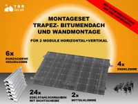 Dachmontage Set, Montageset PV auf Trapez- und Bitumendach, Wandmontage 90°, für 2 PV- Module hochkant, nebeneinander, vertikal, horizontal, liegend quer Nordrhein-Westfalen - Meinerzhagen Vorschau