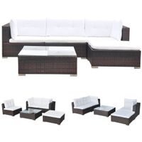 5-tlg. Garten-Lounge-Set mit Auflagen Poly Rattan Gartenlounge Bayern - Bad Kissingen Vorschau