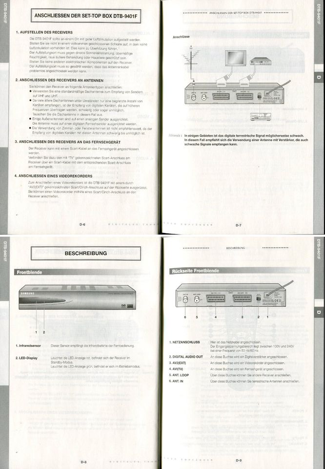 Samsung Digital Receiver DTB-9401F mit Bedienungsanleitung in Norderstedt