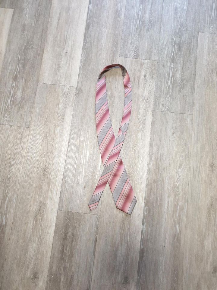 Krawatte für Herren rosa/grau/schwarz/weiß  gestreift in Pforzheim