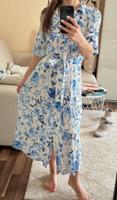 H&M Kleid Hemdkleid Gr. S blau Viskose midi mit Gürtel Blusenklei Bayern - Aschaffenburg Vorschau