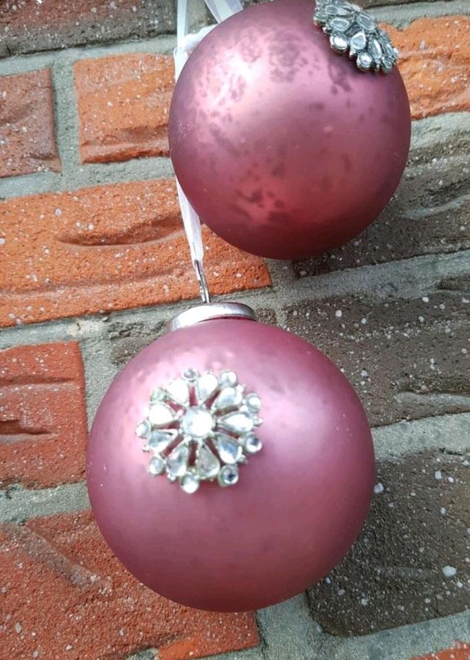 Weihnachtskugeln rosa Silber Glas Landhaus shabby in Himmelpforten