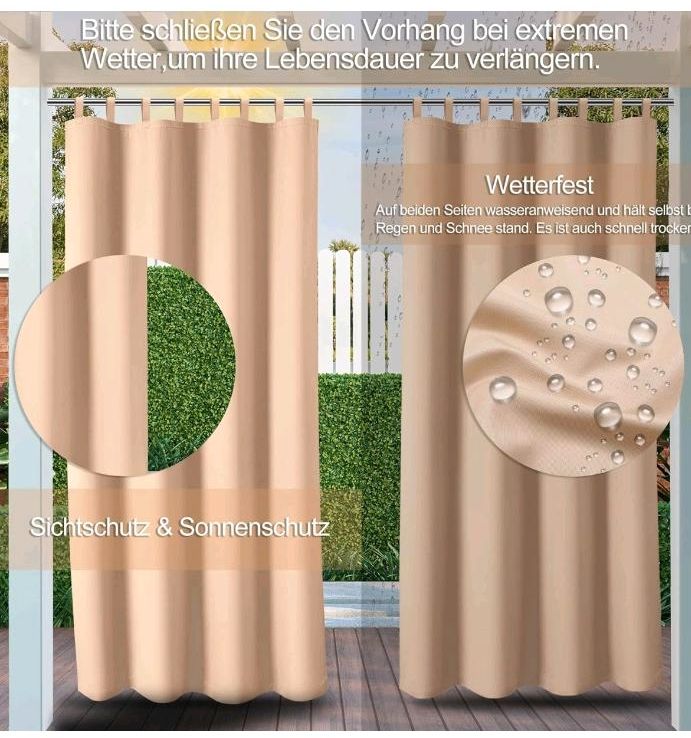 Outdoor Vorhang 132x245cm Beige 7 Stück in Alsdorf