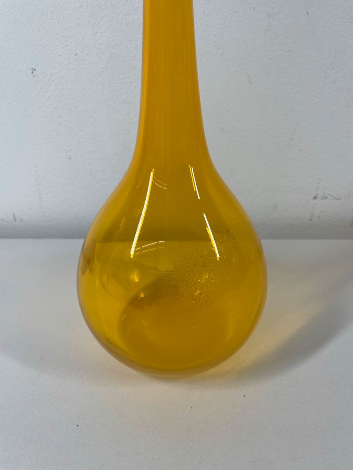 Glasvase Glas Vase Kolbenvase in gelb von Kristall Lorenz H 47,5 in Waldkraiburg