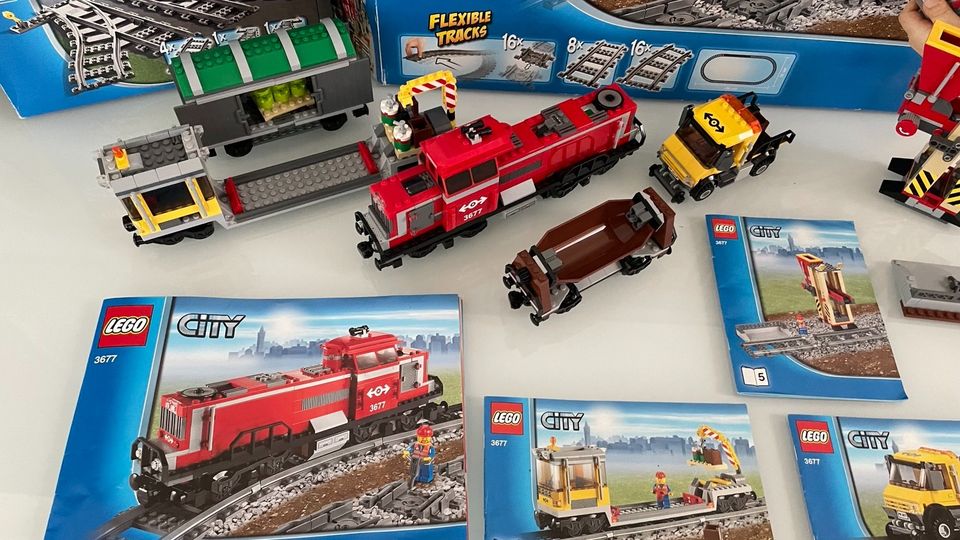 Lego 3677 + 7895 City Güterzug mit Diesellokomotive + Weichenset in Baiersbronn