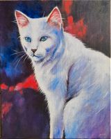 Original Kunst, Acryl Gemälde Katze, 40x50cm, direkt vom Künstler Hessen - Bad König Vorschau