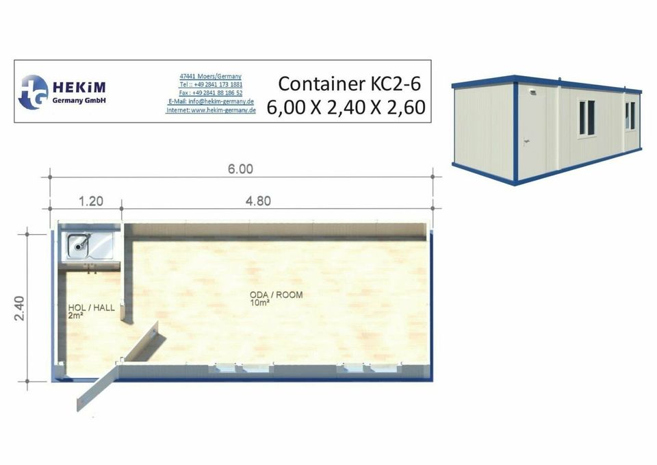 Bürocontainer  Baucontainer Container mit Dusche WC Küche KE 2-6 in Moers