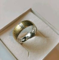 RING DESIGN MASSIV SILBER UNISEX MIT 750 GOLD AUFLAGE ca. 17mm Bayern - Fürth Vorschau