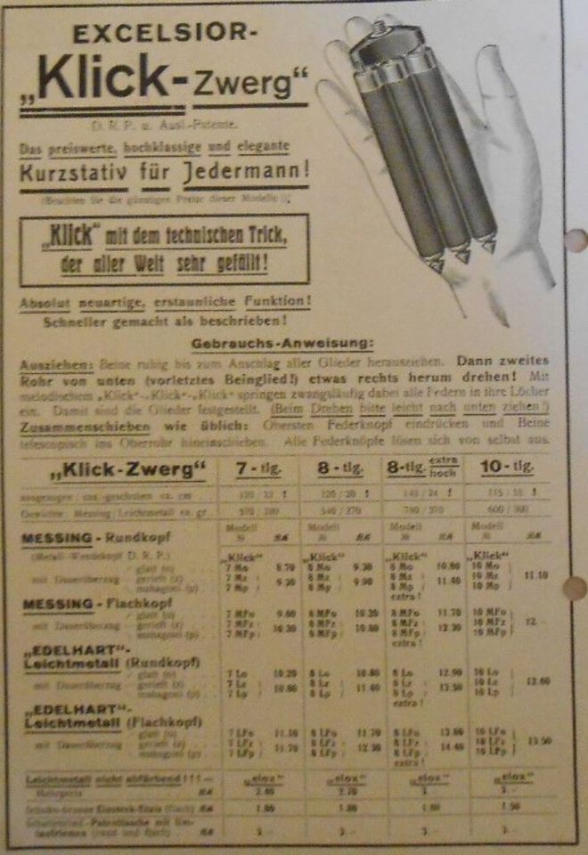 Kamerastativ Excelsior-„Klick-Zwerg“ in Dresden