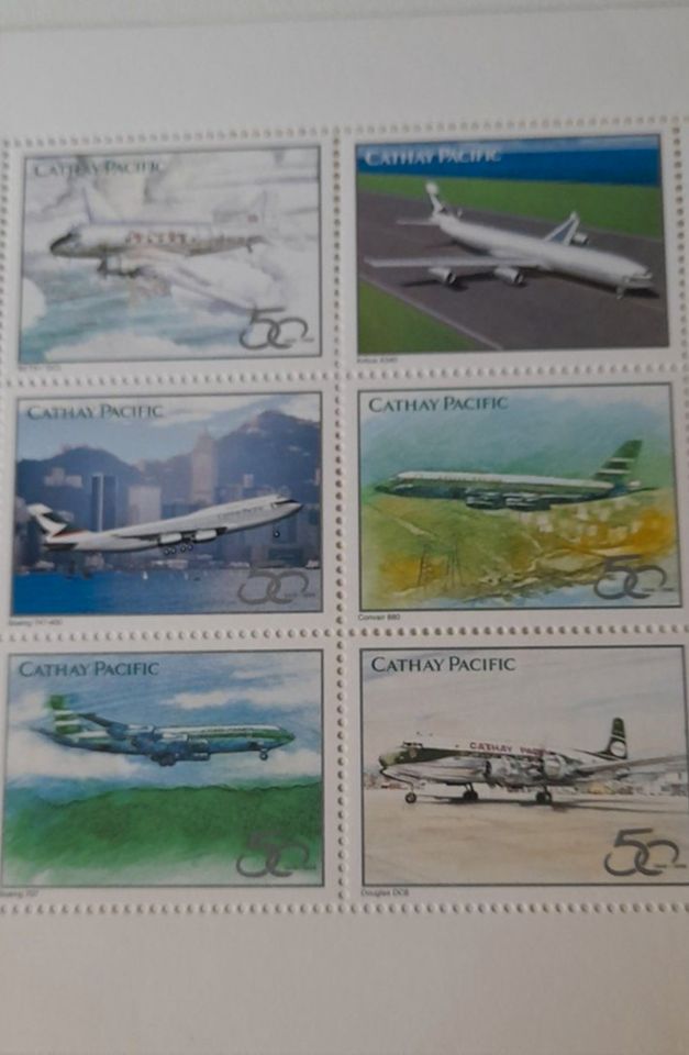 Briefmarken Cathay Pacific Hong Ko g 50 Jahre in Erkrath