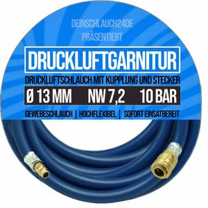 Güde Druckluft-Schlauch 5 m - 6 mm, Druckluft Gewebeschlauch,  Kompressorschlauch, Pressluftschlauch, Kompressor Zubehör, Schlauch mit  Schnellkupplung