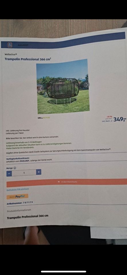 Trampolin, Sportgerät, Garten, Gartenspielzeug in Oelde