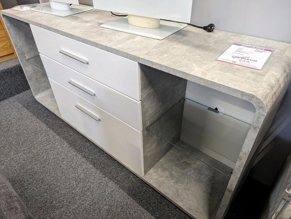 Roof Sideboard TV Regal Beton Weiß Hochglanz statt 279,-€* in Kulmbach