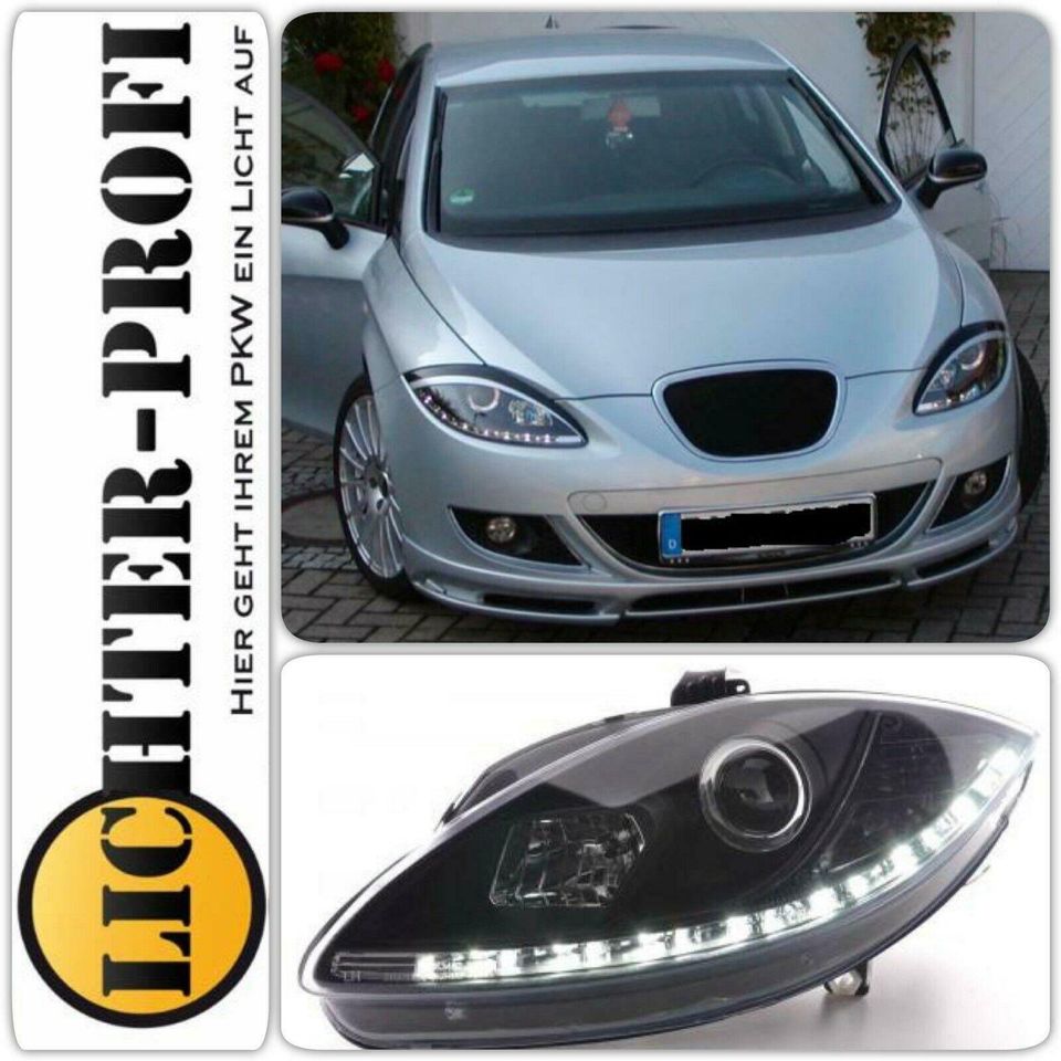 Seat Altea Leon Toledo Led TFL Optik Scheinwerfer schwarz 2005-09 in Calden