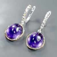 Designer Ohrstecker in 925er Silber - 14ct Gold mit Amethyst -4cm Nordrhein-Westfalen - Nettersheim Vorschau