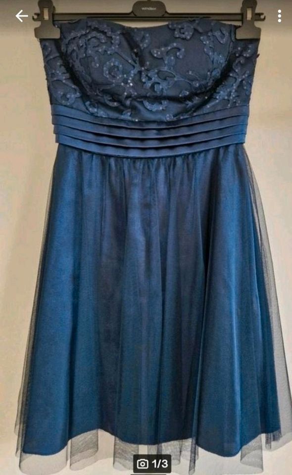 Vera Mont Cocktailkleid Abendkleid Blau navy S / 36 trägerlos in Haag a.d.Amper