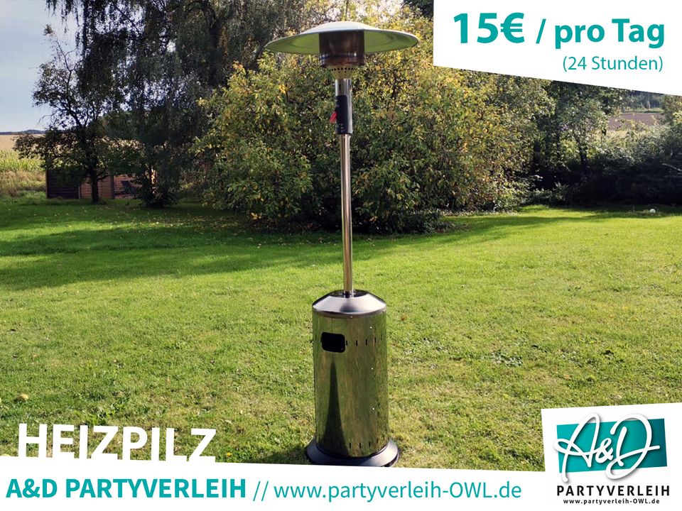 Heizpilz mieten leihen Heizstrahler Terrassenstrahler Verleih in