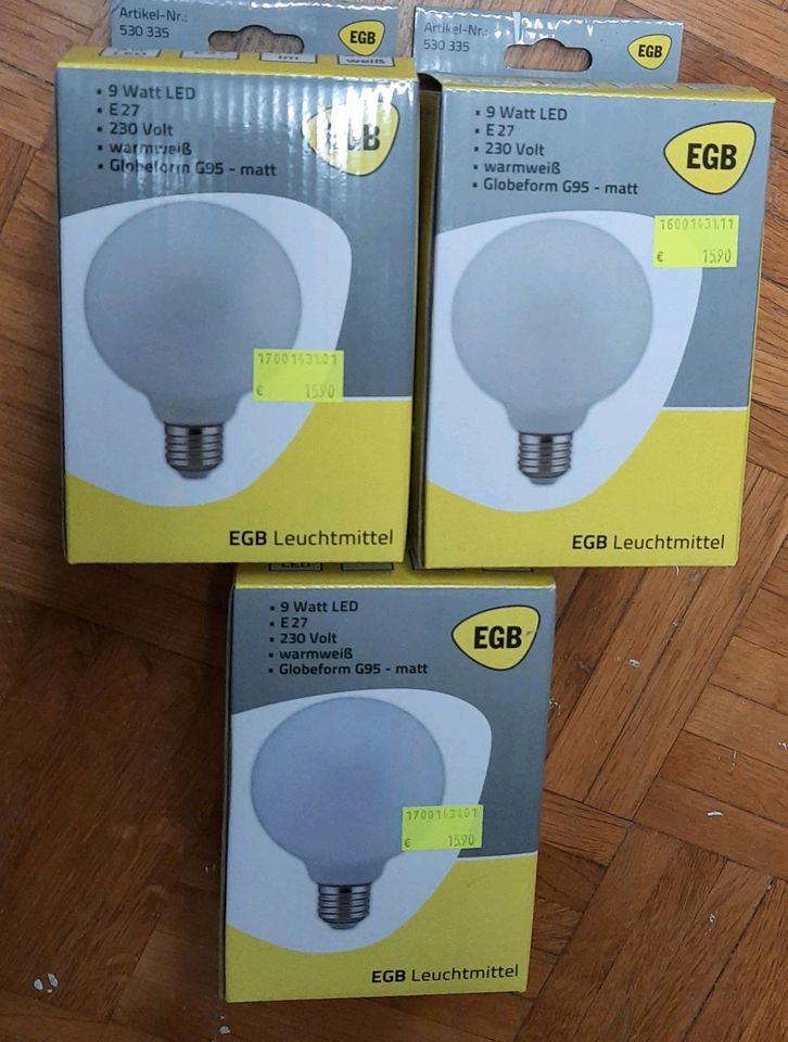 3 Stk 9 Watt led globform G95 Glühbirnen Leuchtmittel in Steinbach