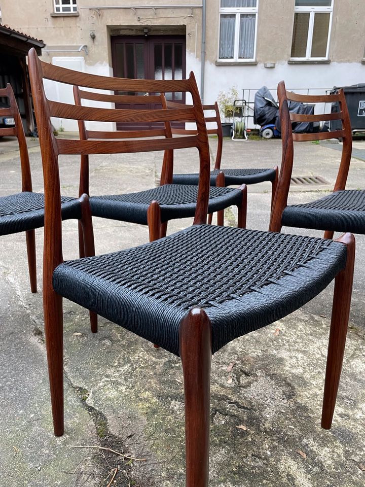 ◤ Niels Möller Modell 78 Palisander Teak papierkordel Stühle Esszimmerstühle Danish Design 60er RAR Dänisch Esstisch Teak Teakholz Retro mid Century in Berlin