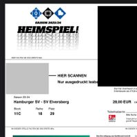 HSV vs. Elversberg / 1 Ticket,11C, Südtribüne Wandsbek - Hamburg Eilbek Vorschau