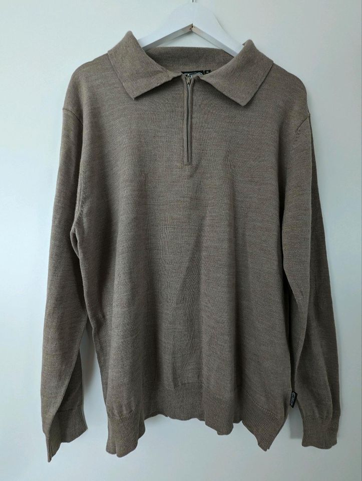 Herren Merino Pullover Gr. M Wolle Wollpullover beige braun in Korntal-Münchingen