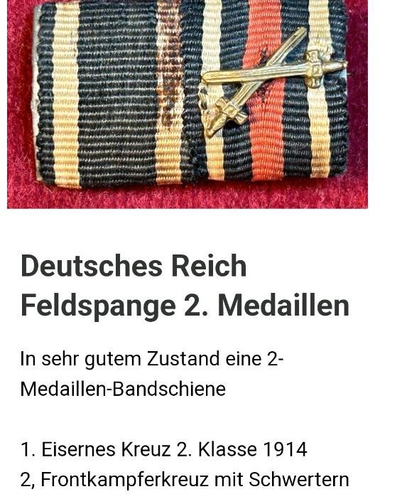 2er Bandspange zum Ehrenkreuz f. Frontkämpfer, in Kaltenholzhausen