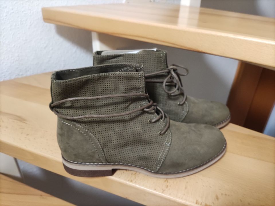 Damen Stiefeletten khaki Gr 39/40 Graceland in Bodenheim